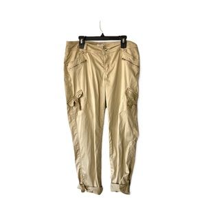 Cache roll up cropped cargo khaki pants size 2